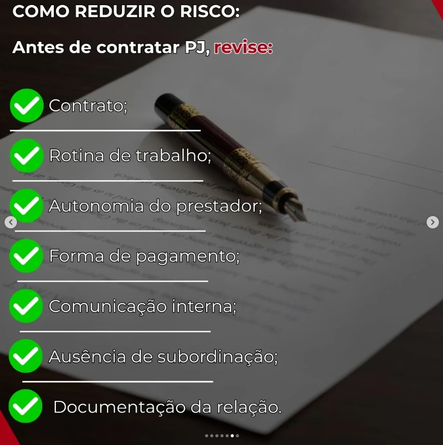 Peça sobre como reduzir risco na contratação PJ da Águila Cosenza Advogados Associados