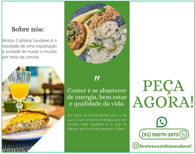 Peça Brotos com apresentação da marca e chamada para pedido