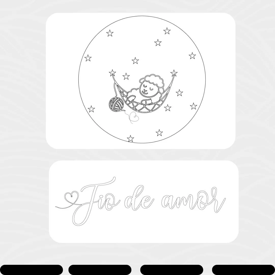 Estudo de marca Fio de Amor em traço preto e branco